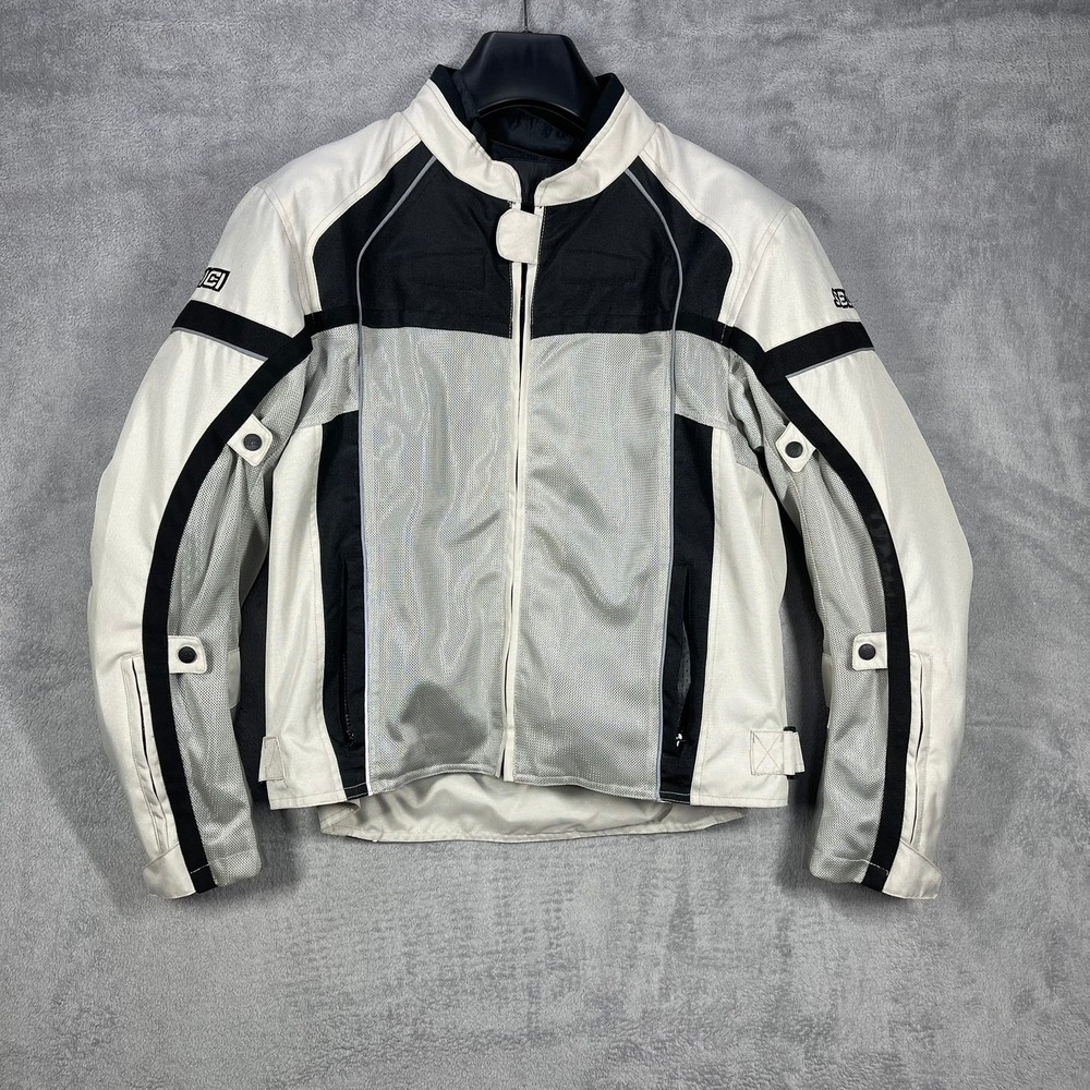 Sedici Federico Motorcycle Jacket Mens Large White Black Mesh Armor SEDM10